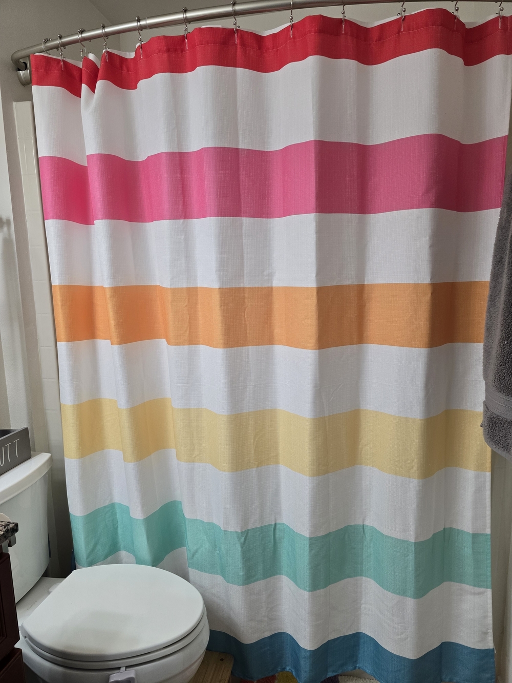 Striped Multicolor Shower Curtain - Colorful Bathroom Accent 72 X 72